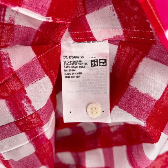 MARNI X UNIQLO Checked top Womens White Red Sleeveless Pleat Front Collared - Picture 12 of 16